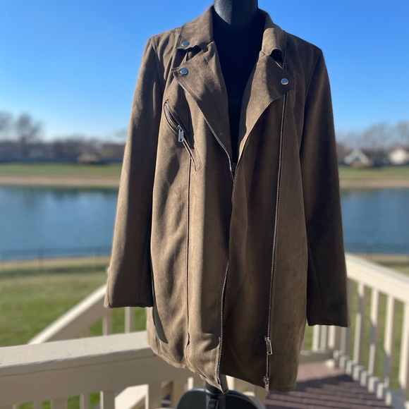 Magaschoni Large olive green Jacket faux suede women. - Picture 3 of 4